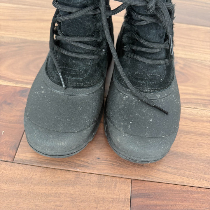 Sorel Boots Womens Size 8 Black Snow Angel Suede Faux Fur Cuff Waterproof Winter