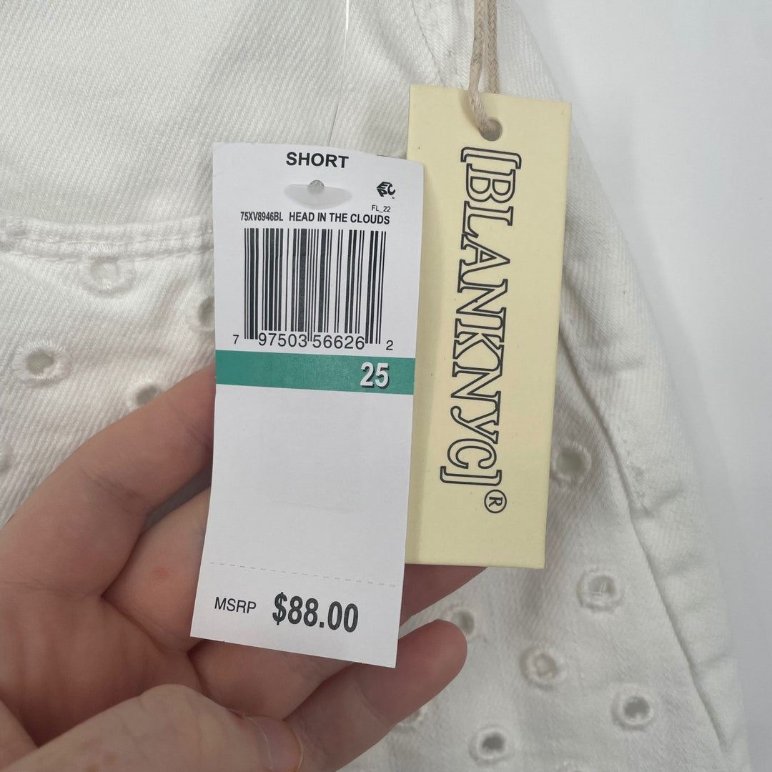 [BLANKNYC] The Barrow White Eyelet Denim Shorts Size 25 Raw Hem