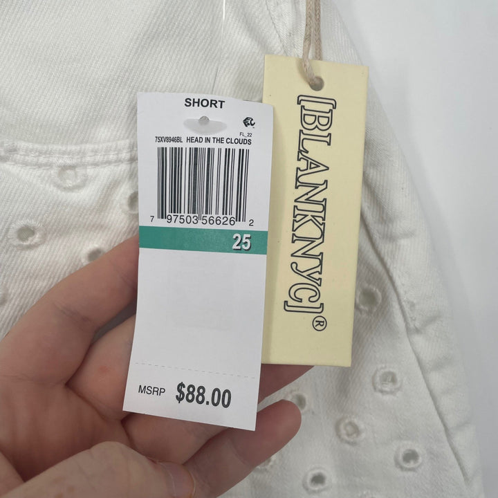 [BLANKNYC] The Barrow White Eyelet Denim Shorts Size 25 Raw Hem