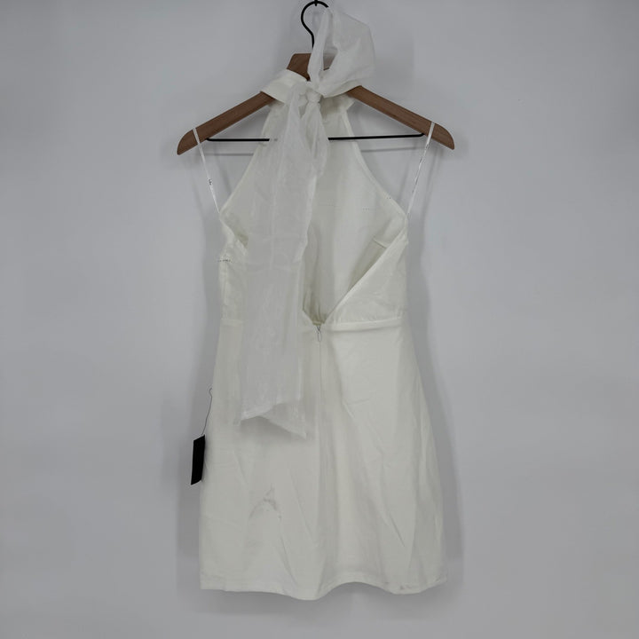 Lulus Simply Magnificent White Organza Halter Backless Mini Dress Size S