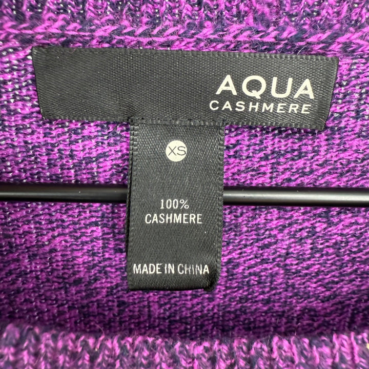AQUA Cashmere Speckled Purple Crew Neck Sweater Extra Small XS 100% Cashmere