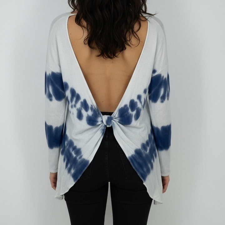 Vintage Havana Tie Dye Lightweight Sweater Top Womens Medium Blue White Duster