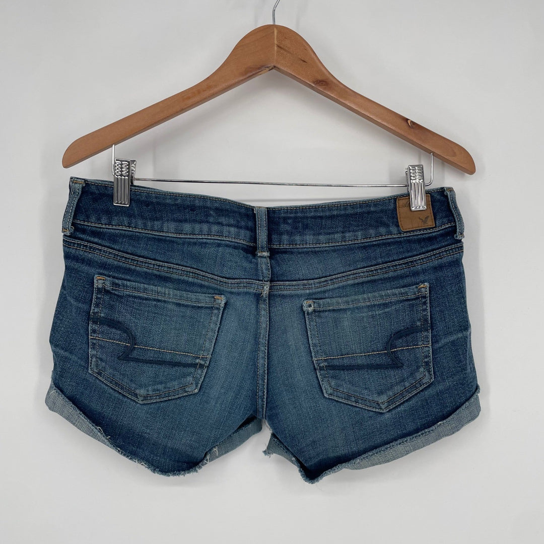 American Eagle Outfitters Womens Denim Cutoff Shorts Size 4 Blue Stretch Cuffed