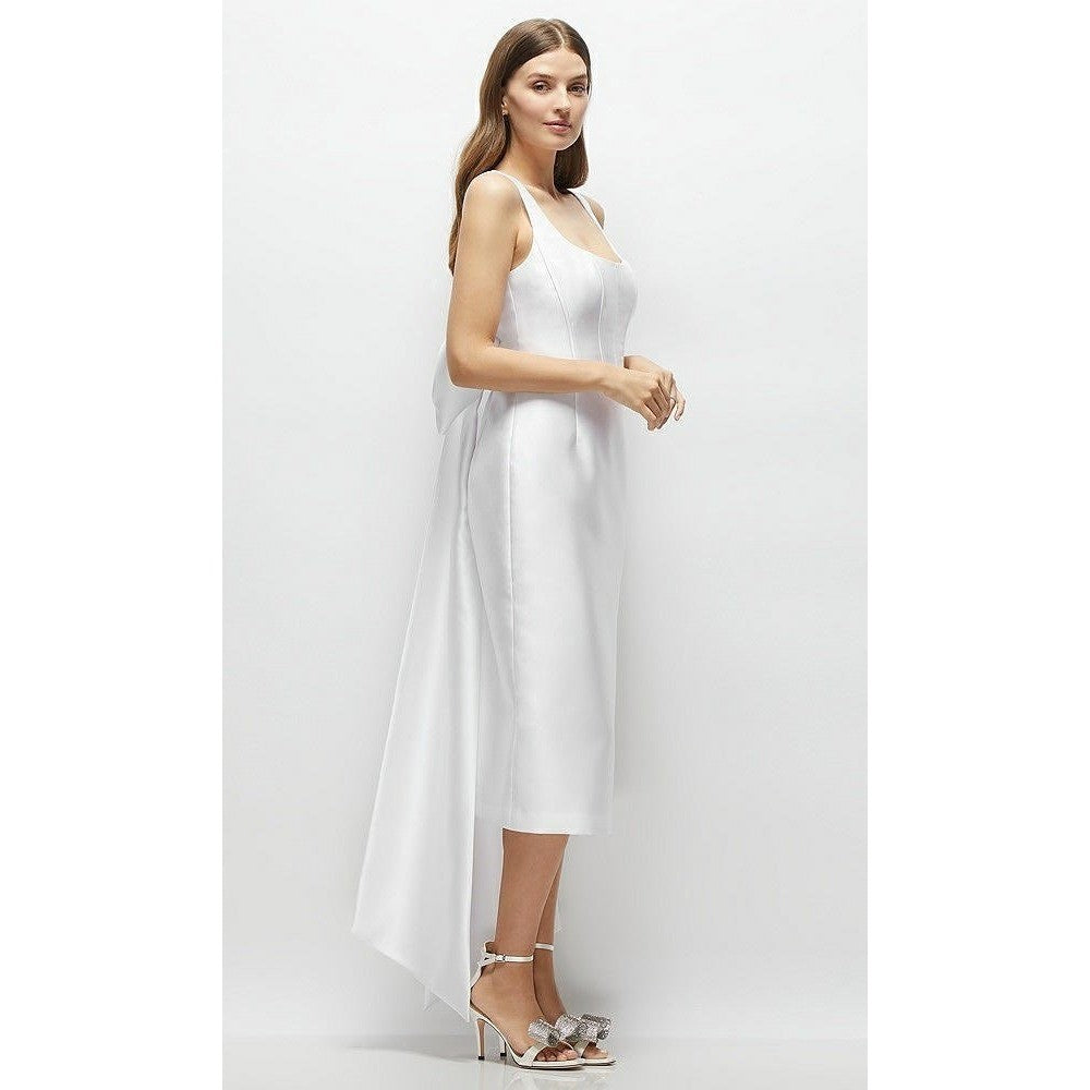 Alfred Dunner Scoop Neck Corset Satin Midi Dress With Floor-Length Bow Tails