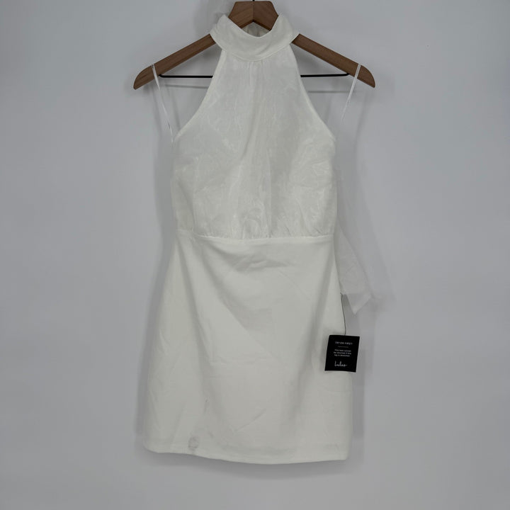 Lulus Simply Magnificent White Organza Halter Backless Mini Dress Size S