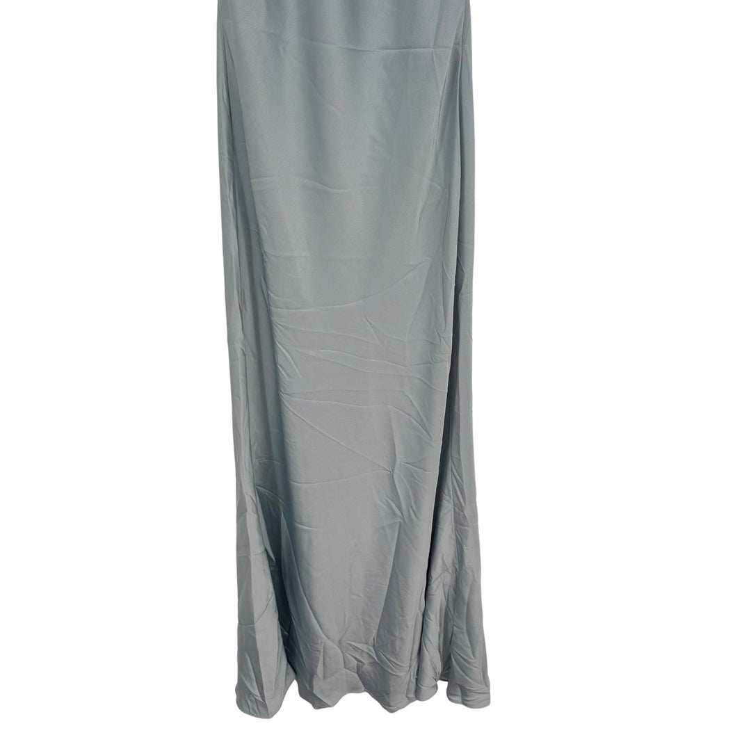 Social Scarf The High-Neck Halter Maxi Slip Dress In Mist Size S