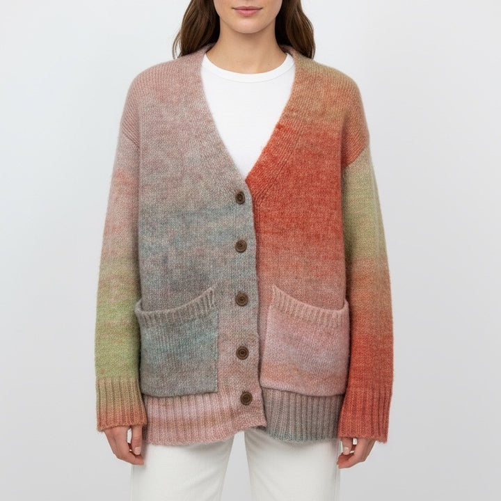 Elan Ombre Tie Dye Knit Cardigan Sweater Size S