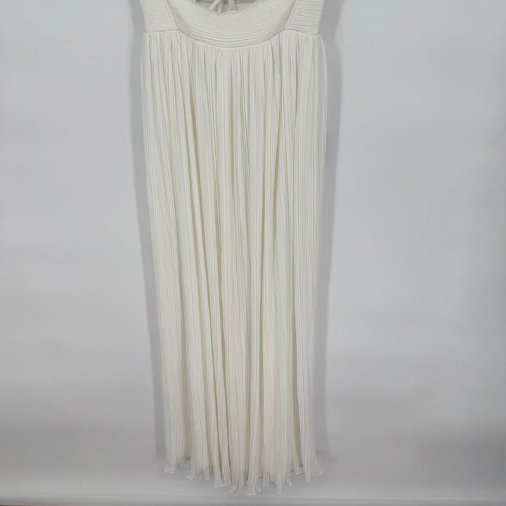 Lulus Glorious Elegance White Pleated Sleeveless Lace-Up Maxi Dress Size M