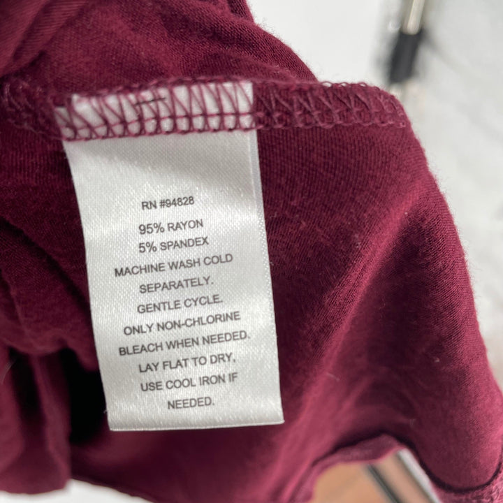 Derek Heart Burgundy Lace Up Neck 3/4 Sleeve Tunic Dress Size M