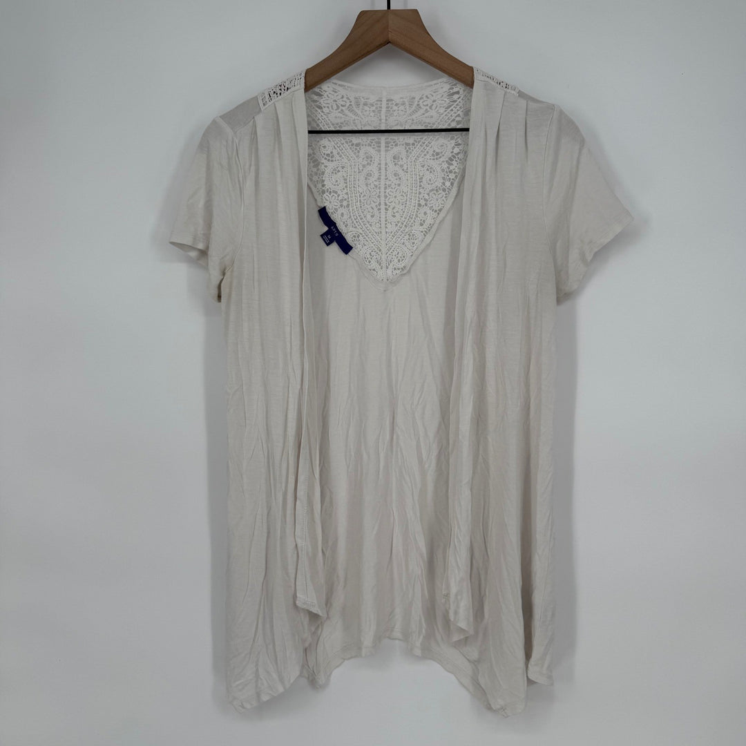 Apt 9 Crochet Open Front Short Sleeve Cardigan Top Size M