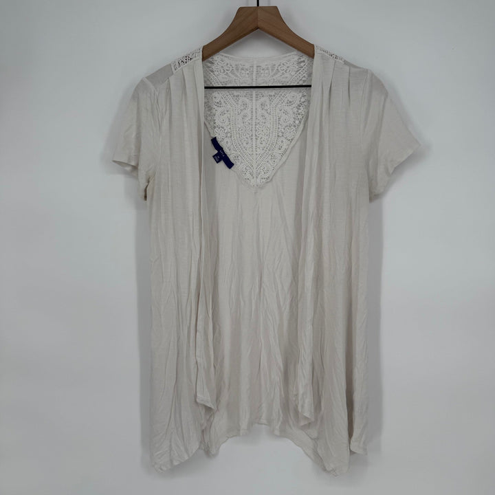 Apt 9 Crochet Open Front Short Sleeve Cardigan Top Size M