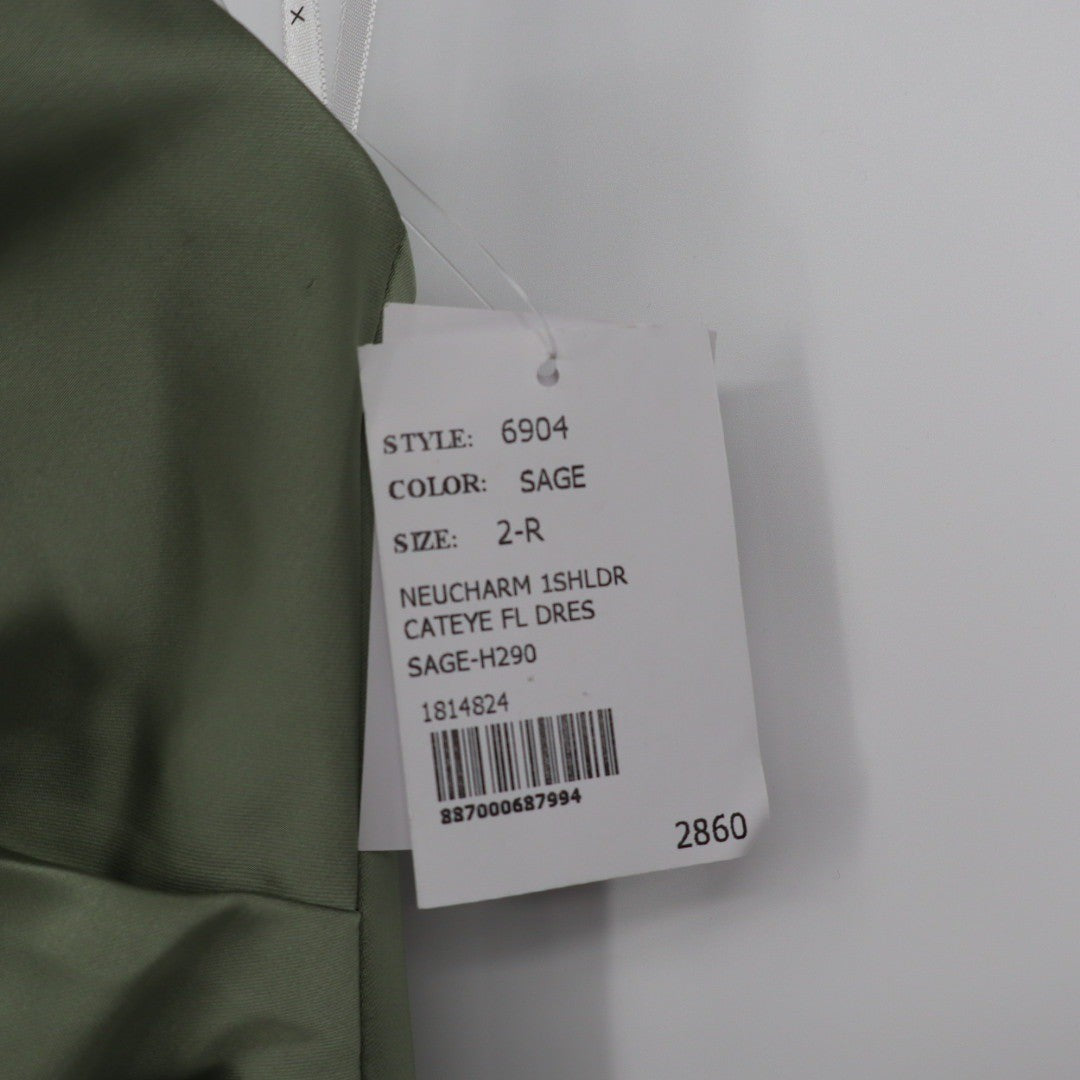 After Six One-Shoulder Cat-Eye Neckline Fit and Flare Satin Maxi Dress Size 2