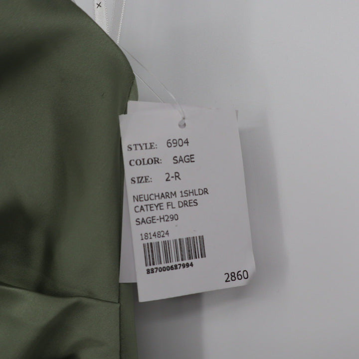 After Six One-Shoulder Cat-Eye Neckline Fit and Flare Satin Maxi Dress Size 2