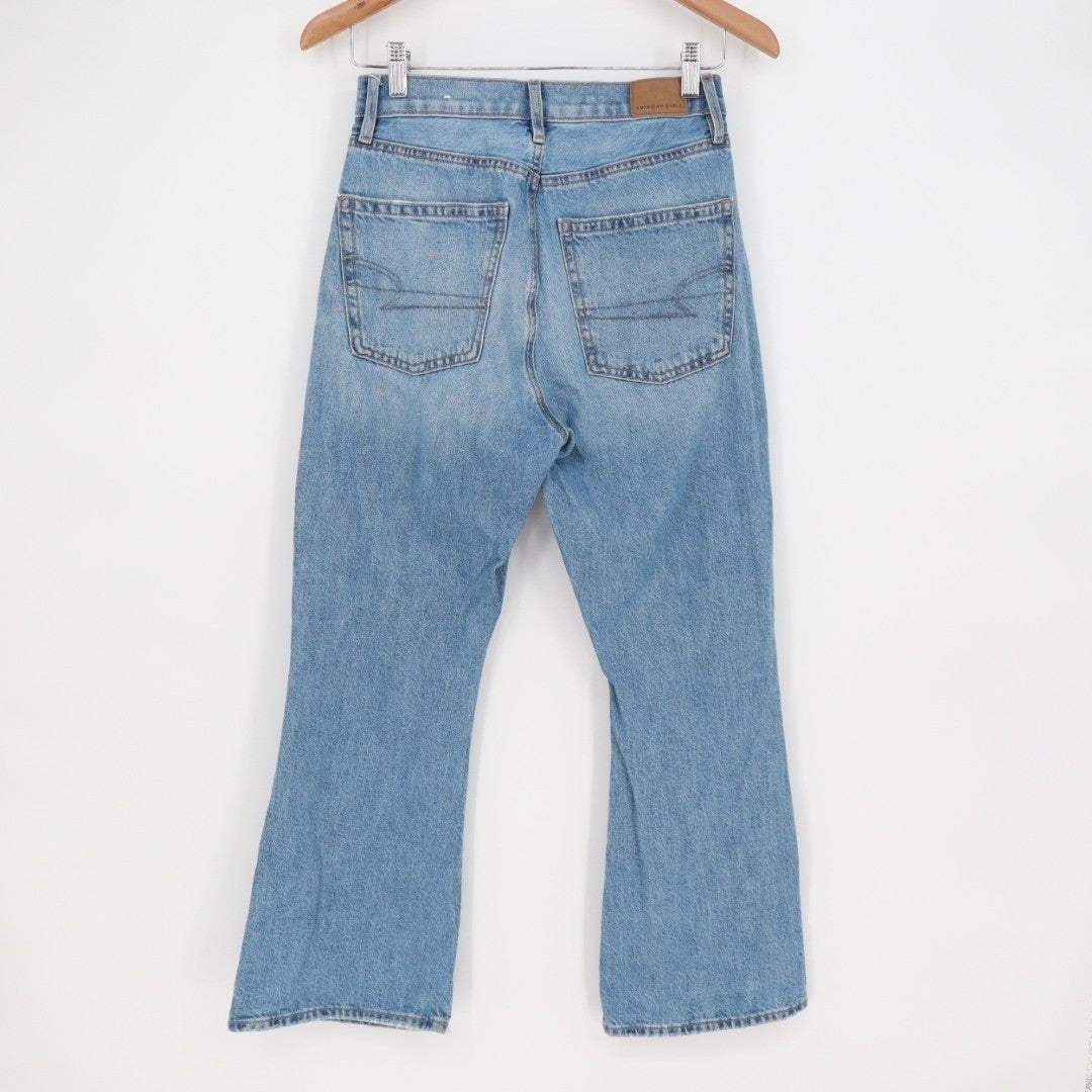 American Eagle Outfitters Women's Distressed Flare Jeans Size 2 Short Light Wash