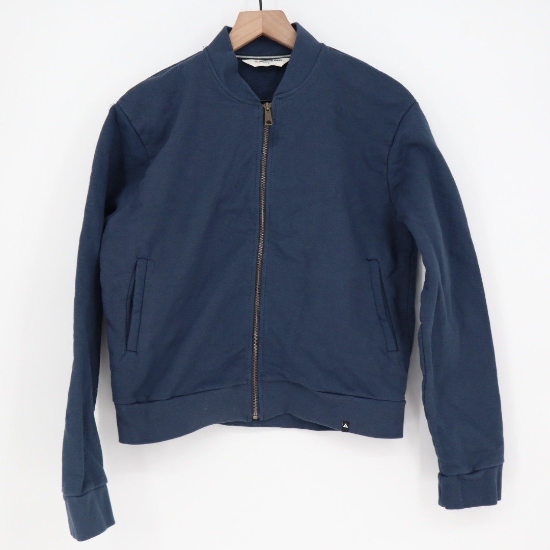 American Giant Bomber Jacket Navy Blue Full Zip Cotton Made USA Size S
