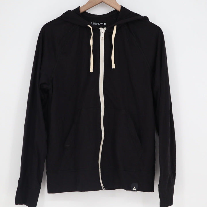 American Giant Womens Black Full Zip Hoodie Sweatshirt Sleeve Size M Made in USA