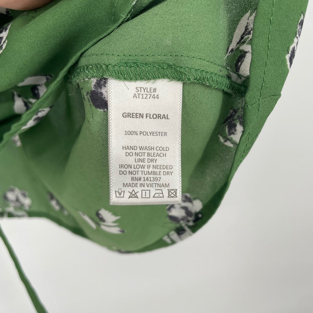 ASTR The Label Green Floral Wrap Peplum Blouse Butterfly Sleeve Size Medium