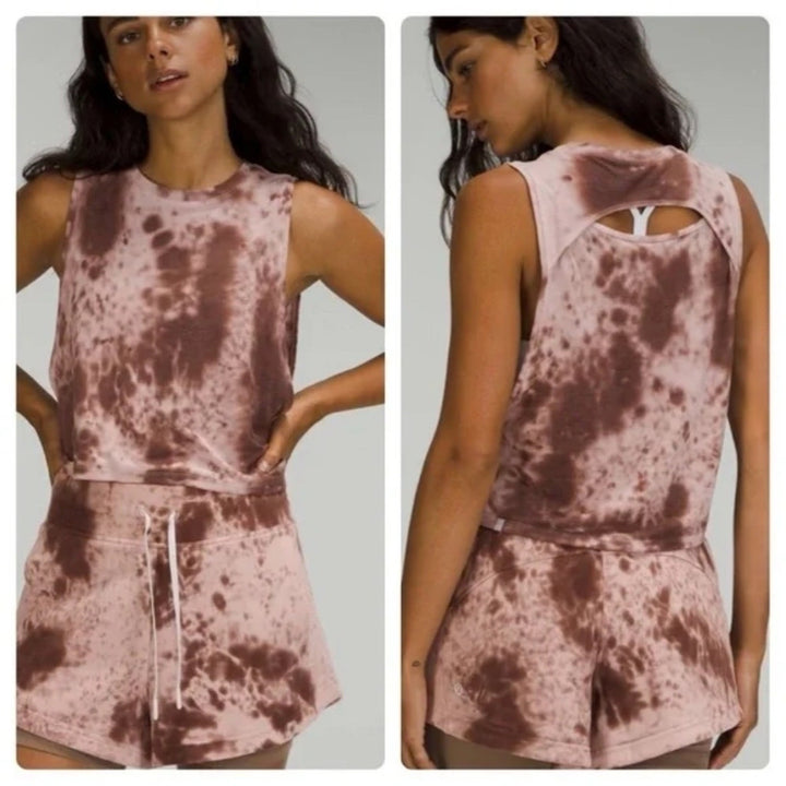 Lululemon Cut Back Crop Tank Top marble Dye Silky French Press Size S 4/6
