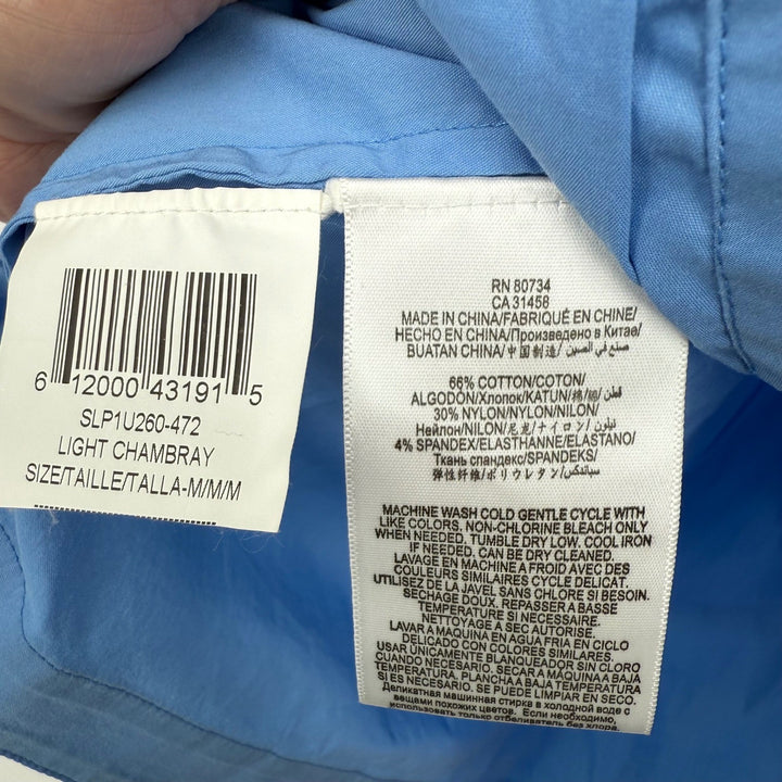 BCBGMAXAZRIA Sleeveless Top Knot Front Blouse Light Chambray Blue Size M