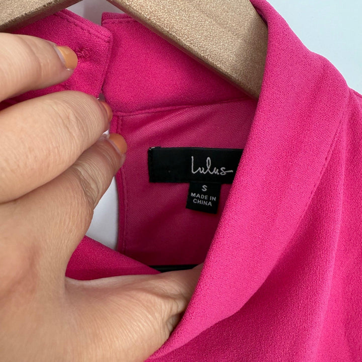 Lulus Eye-Catching Charm Hot Pink Mock Neck Sleeveless Mini Dress Size S