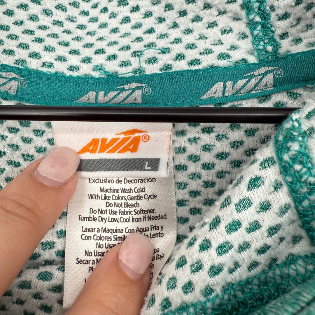 Avia Women's Activewear Hoodie Sweatshirt Green Pullover Thumb Hole Size Large