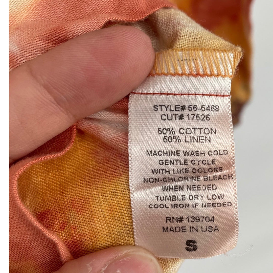 TINA JO Tie Dye Linen Blend Blazer Jacket Orange Brown White Size S