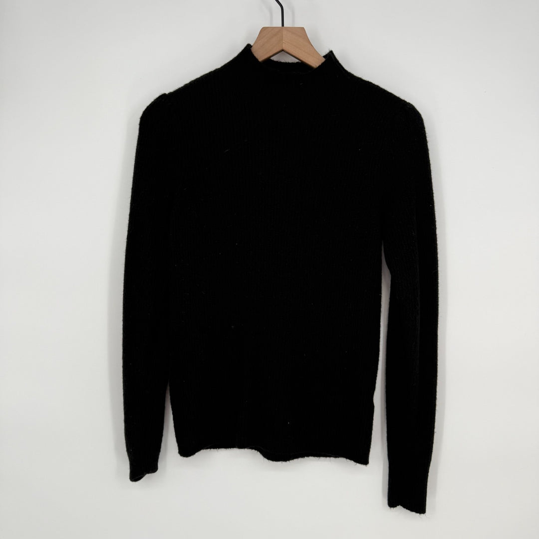 Nordstrom Halogen Sweater Womens XS Black Acrylic Stretch Super Soft Mock Neck