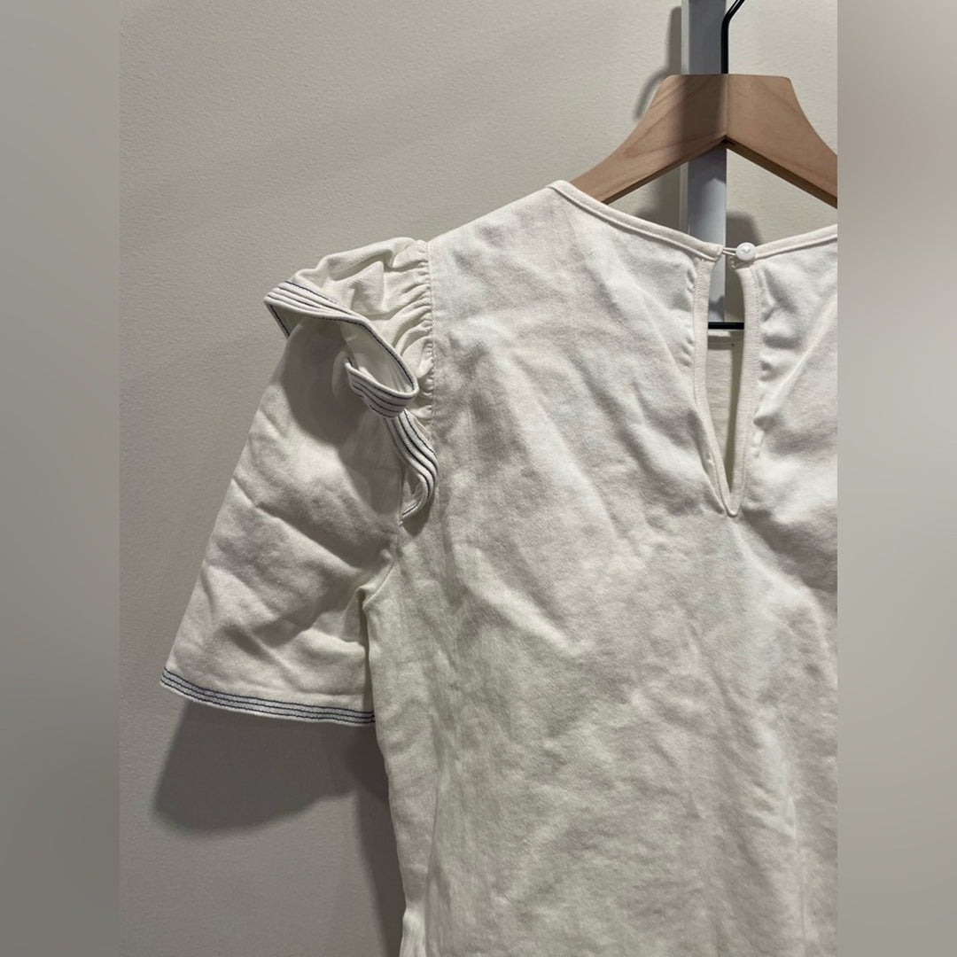 Saylor Harriette Denim Ruffle Sailor Top Size M