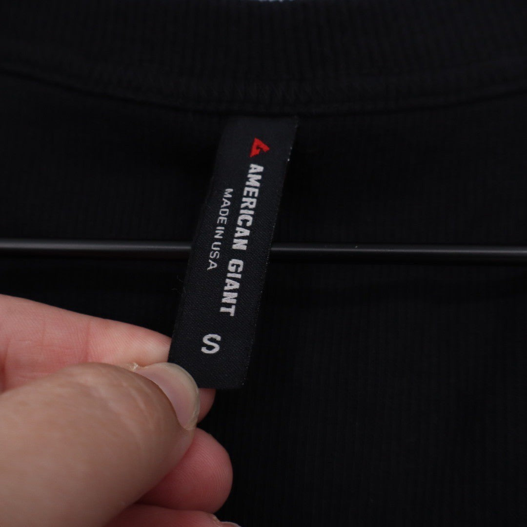 American Giant Classic Tank Top Black Ribbed Cotton Spandex Size S