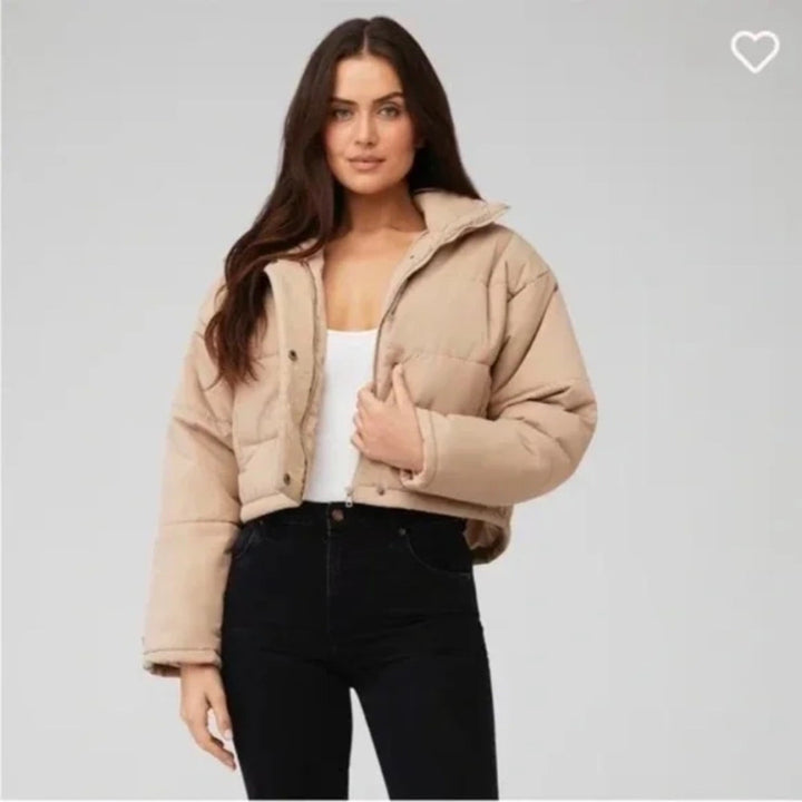 The Fifth Label Tan Cropped Puffer Jacket Size S/4