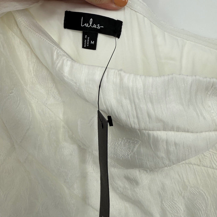 Lulus Sweet Definition White Burnout Ruffled One-Shoulder Midi Dress Size M