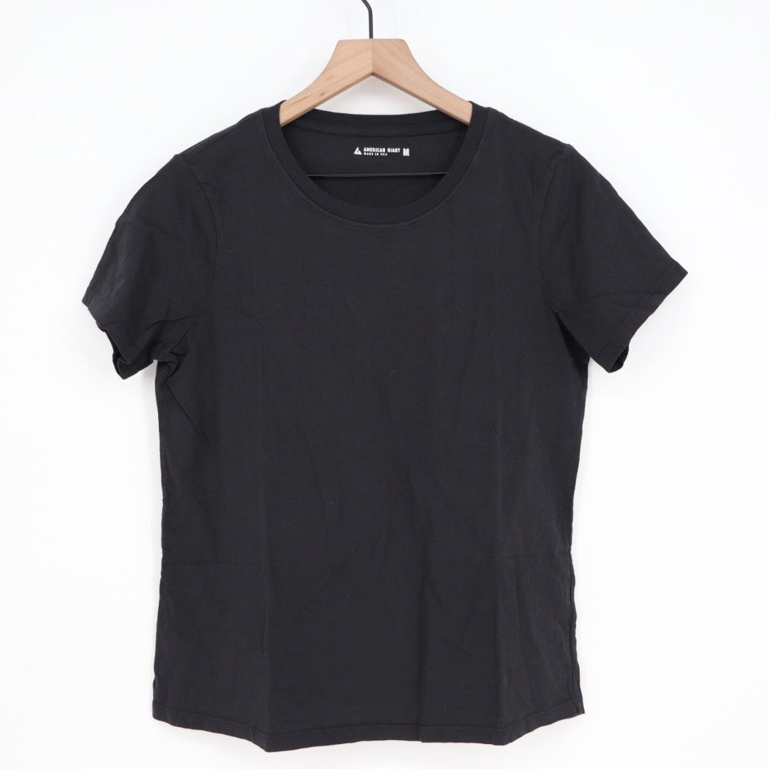 American Giant Classic Crew Neck T Shirt Black Short Sleeve Made in USA Size M