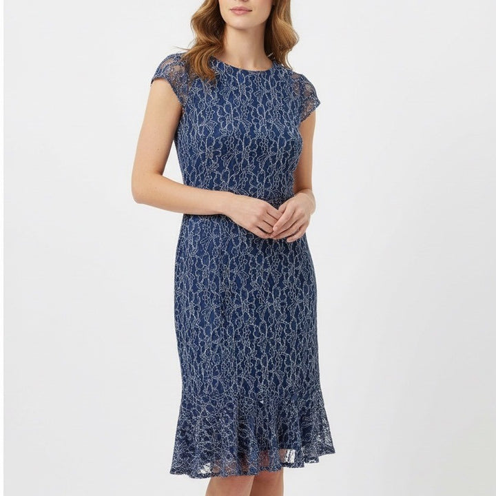 American Living Navy Blue Lace Cap Sleeve Sheath Dress Size 2