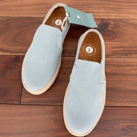 Waco Revitalign Women's Slip On Casual Shoes Light Blue Canvas Comfort Size 5.5