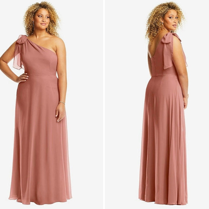 After Six Draped One-Shoulder Maxi Dress With Scarf Bow Size 2