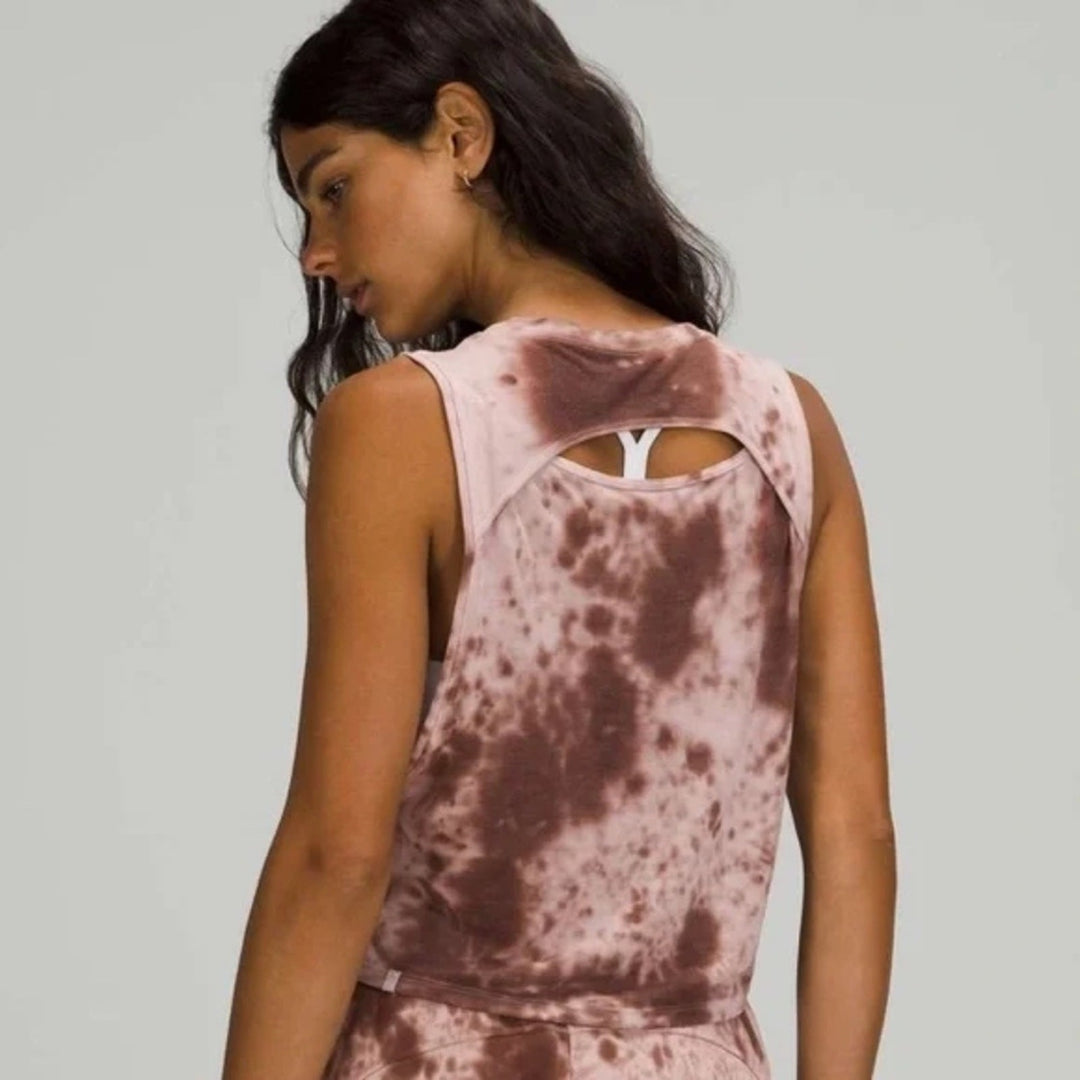 Lululemon Cut Back Crop Tank Top marble Dye Silky French Press Size S 4/6