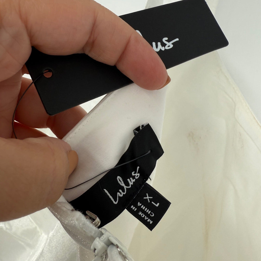 Lulus Gorgeous Aesthetic Ivory Taffeta Sleeveless Mini Dress Size XL