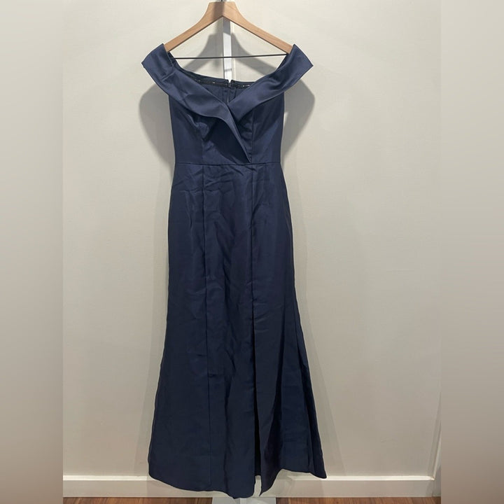 Alfred Sung Off-The-Shoulder Cuff Trumpet Gown With Front Slit Size 0