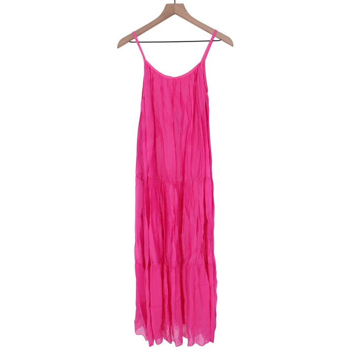 Bellambra Made in Italy Fuchsia Silk Blend Tiered Maxi Dress Size M
