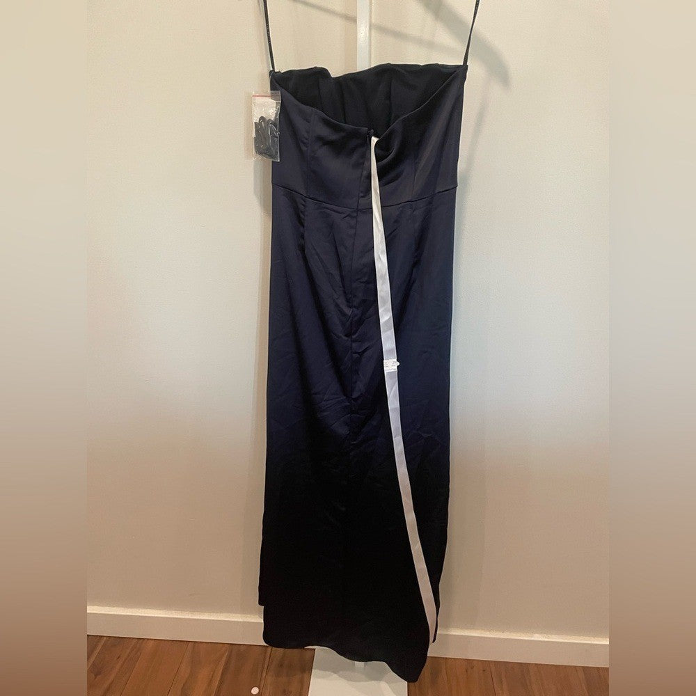 After Six Strapless Topstitched Corset Satin Maxi Dress Size 12