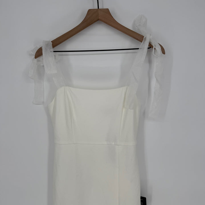 Lulus Romantic Celebration White Tie-Strap Bodycon Midi Dress Size S