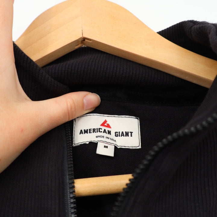 American Giant Black Sweatshirt Dress Size M Quarter Zip Made USA