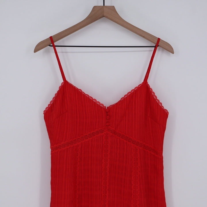 Alice + Olivia Genevieve Red Lace Trimmed Slip Mini Dress Size 10