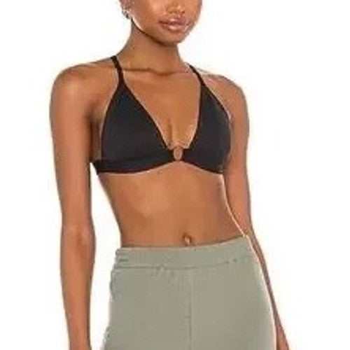 Free People Black Criss Cross Ring Detail Triangle Bralette Top