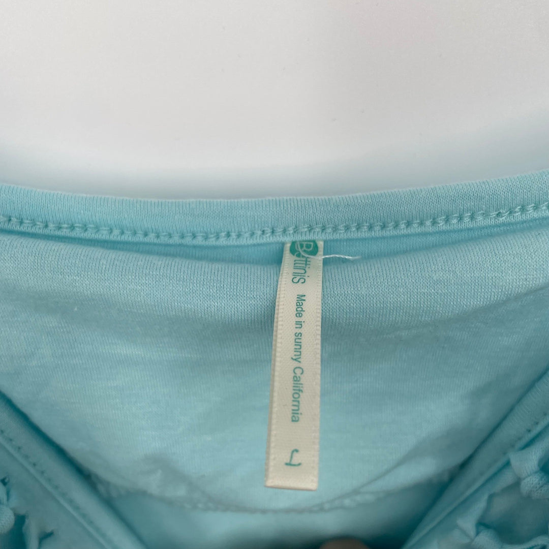 Bonsai California Maxi Dress Boho Fringe Spaghetti Strap Turquoise Blue Size L