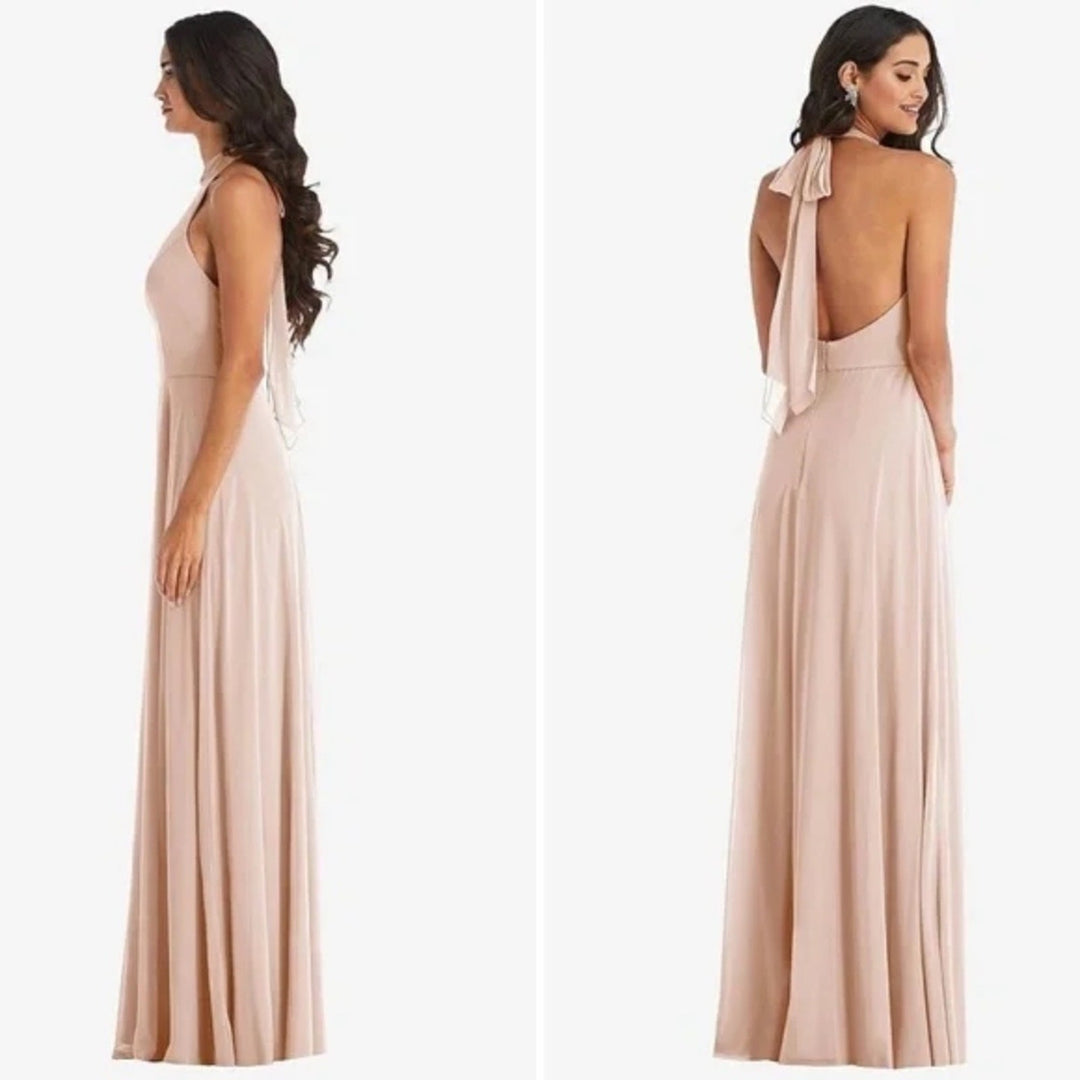 After Six High Neck Halter Backless Maxi Dress Size 8