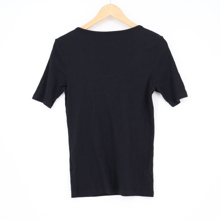 American Giant Black Ribbed Square Neck Short Sleeve Tee Shirt Womens Medium