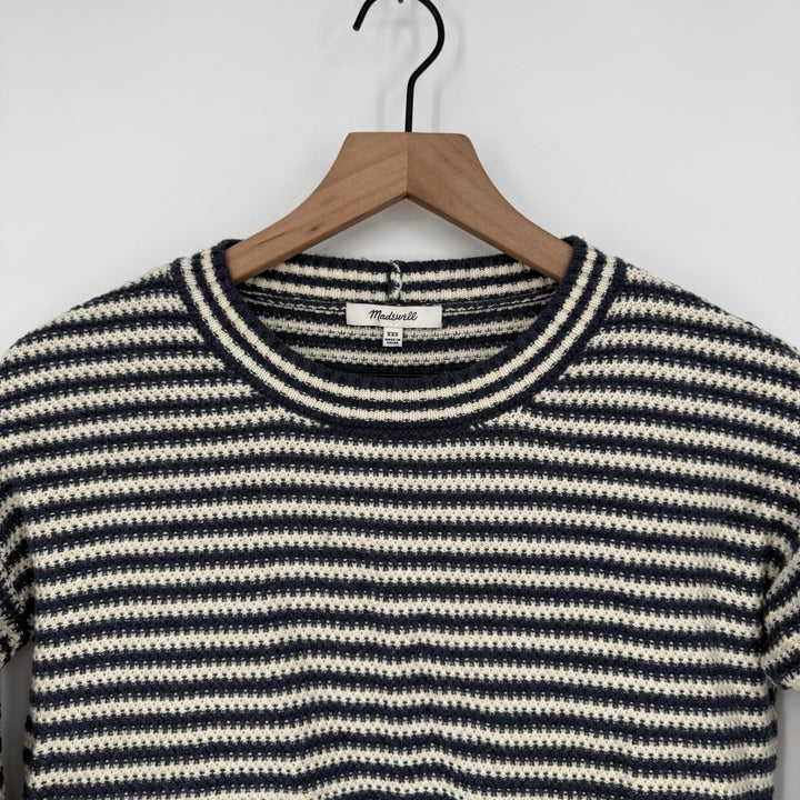 Madewell Striped Knit Sweater XXS Navy Cream Long Sleeve Mock Neck
