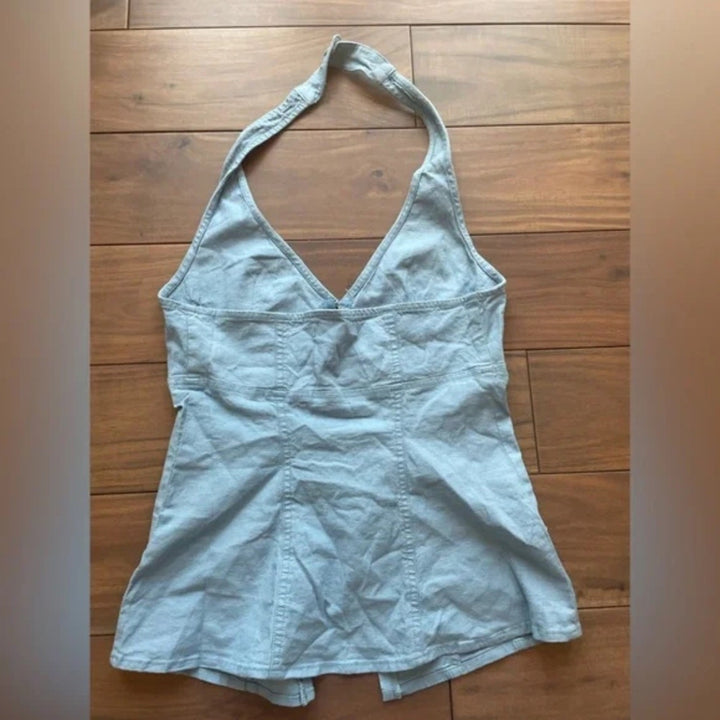 Urban Outfitters UO Sari Seamed Linen-Blend Halter Vest Top Size S