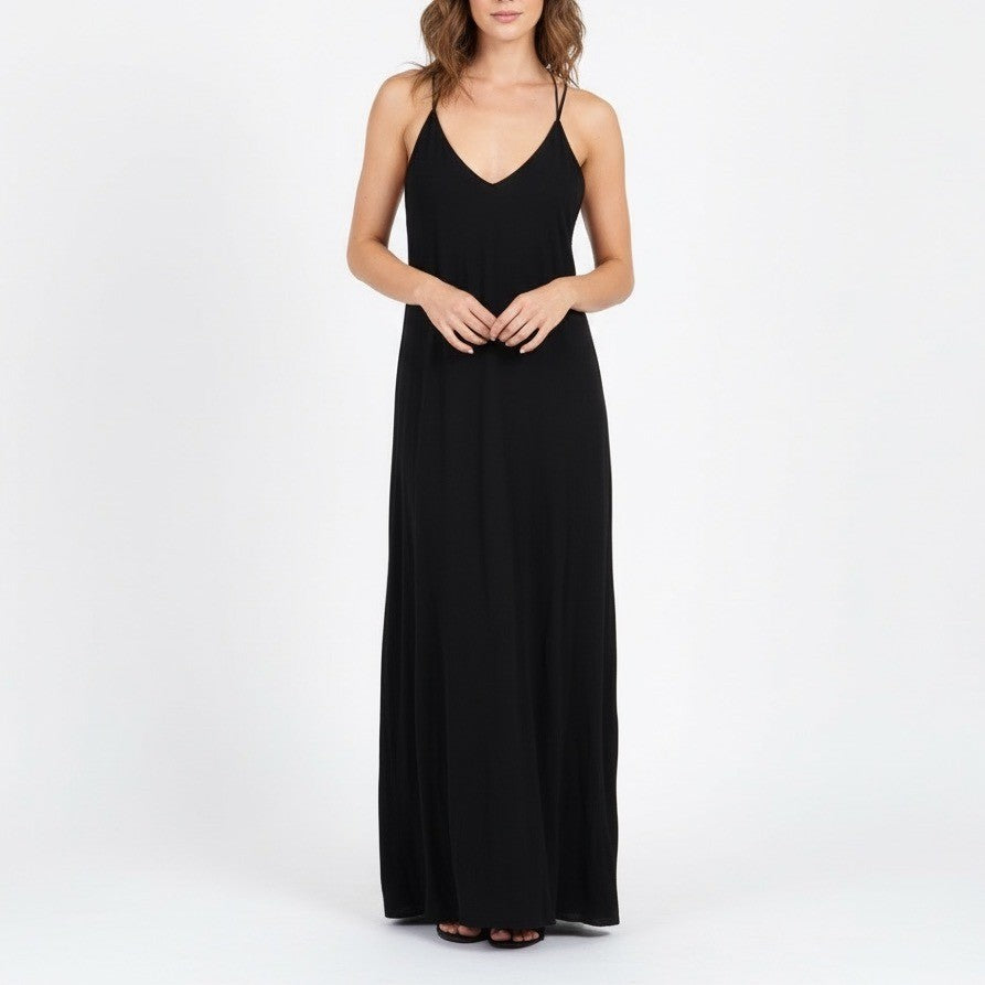 JOES JEANS Black Spaghetti Strap Maxi Dress Size L